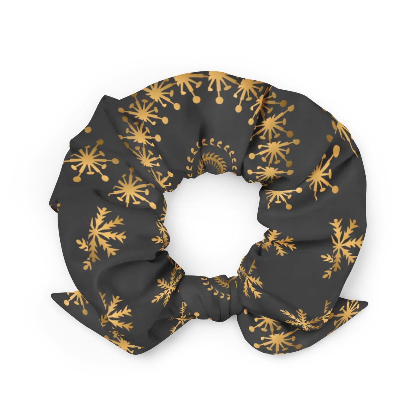Golden Snow Flakes Scrunchie - Sparkle Hair Accessory - DipaliZ