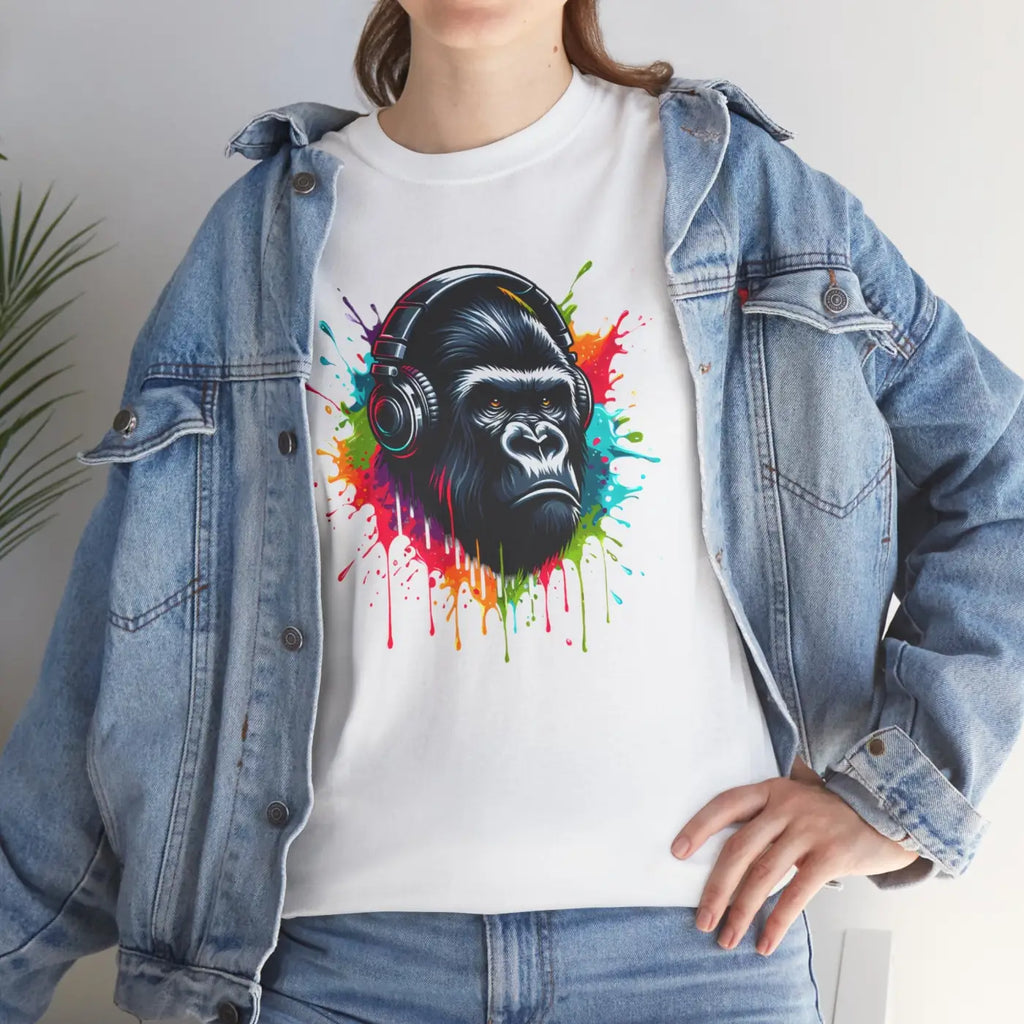 Gorilla Headphones Cotton Tee - Unisex Heavy Tee - DipaliZ