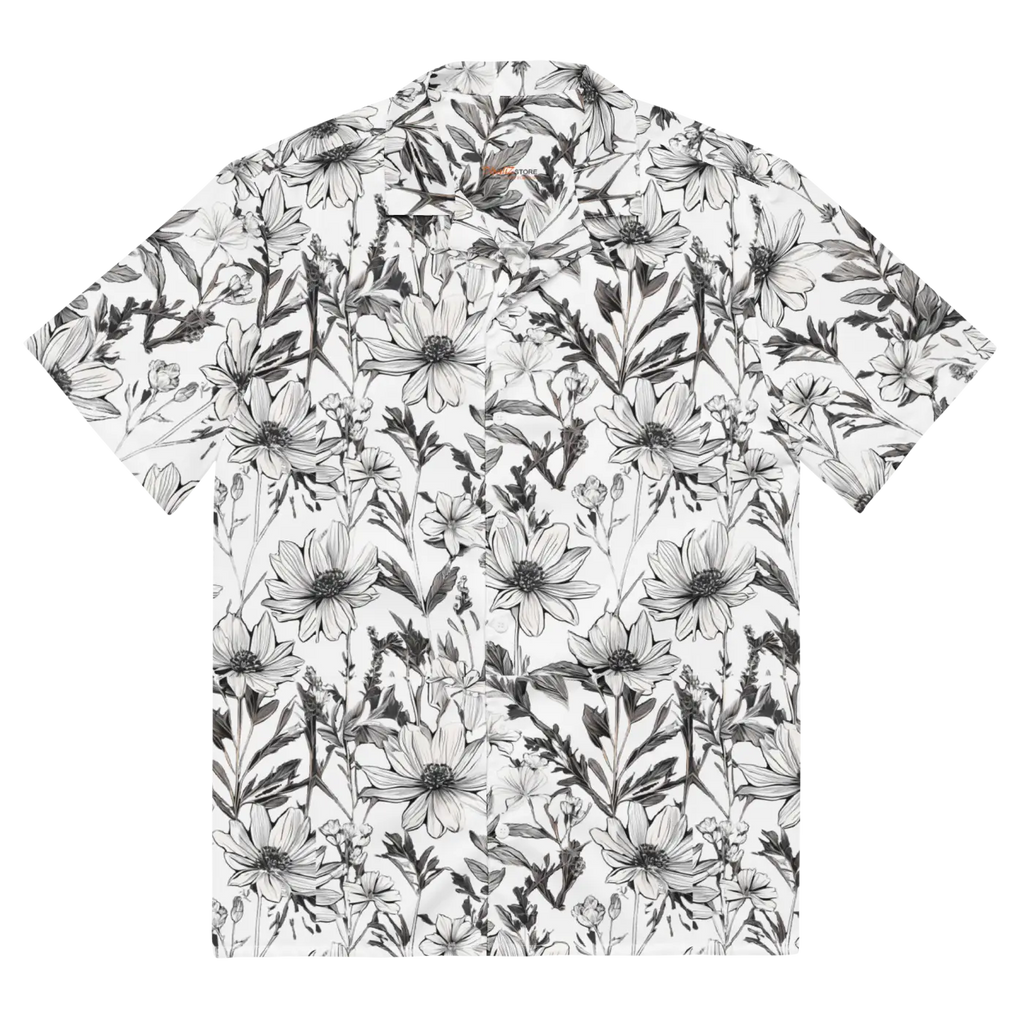 Unisex Button Shirt - Graphic Flowers Eco Design - DipaliZ