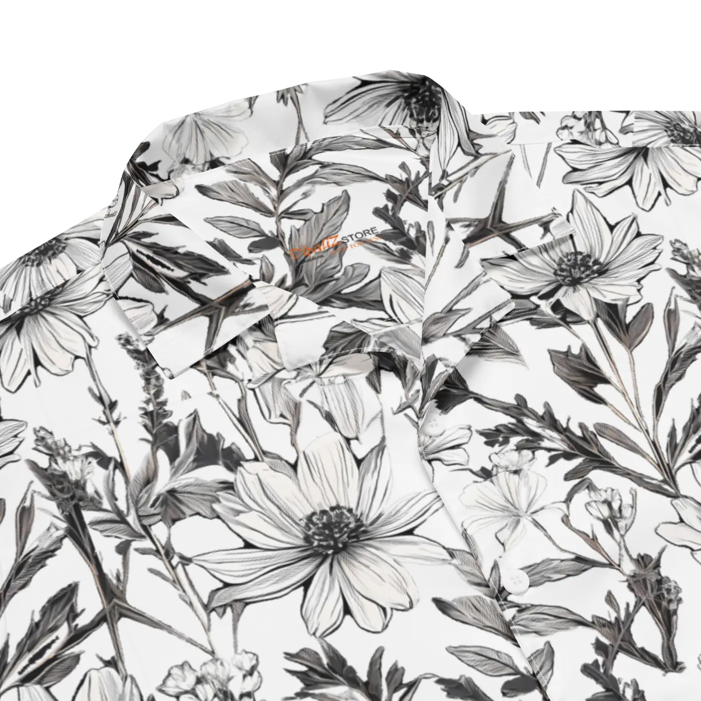 Unisex Button Shirt - Graphic Flowers Eco Design - DipaliZ