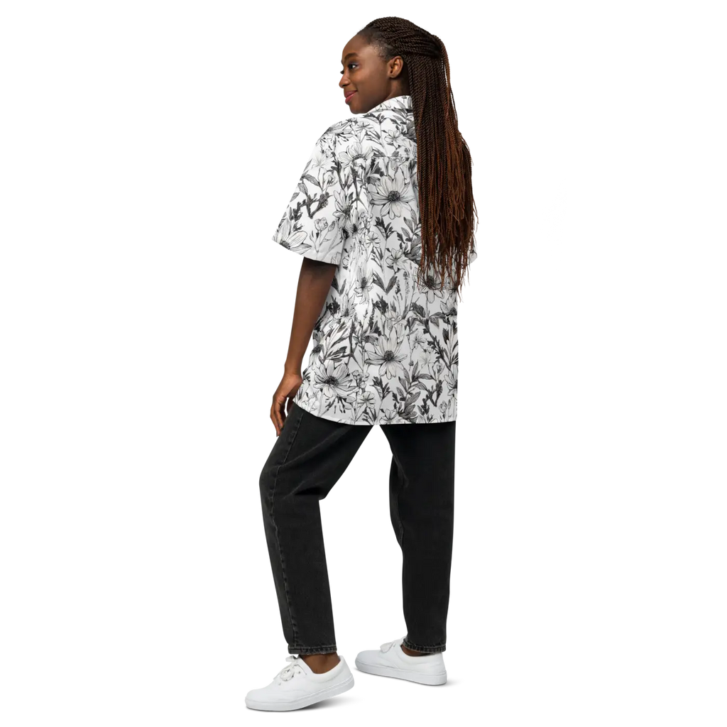 Unisex Button Shirt - Graphic Flowers Eco Design - DipaliZ