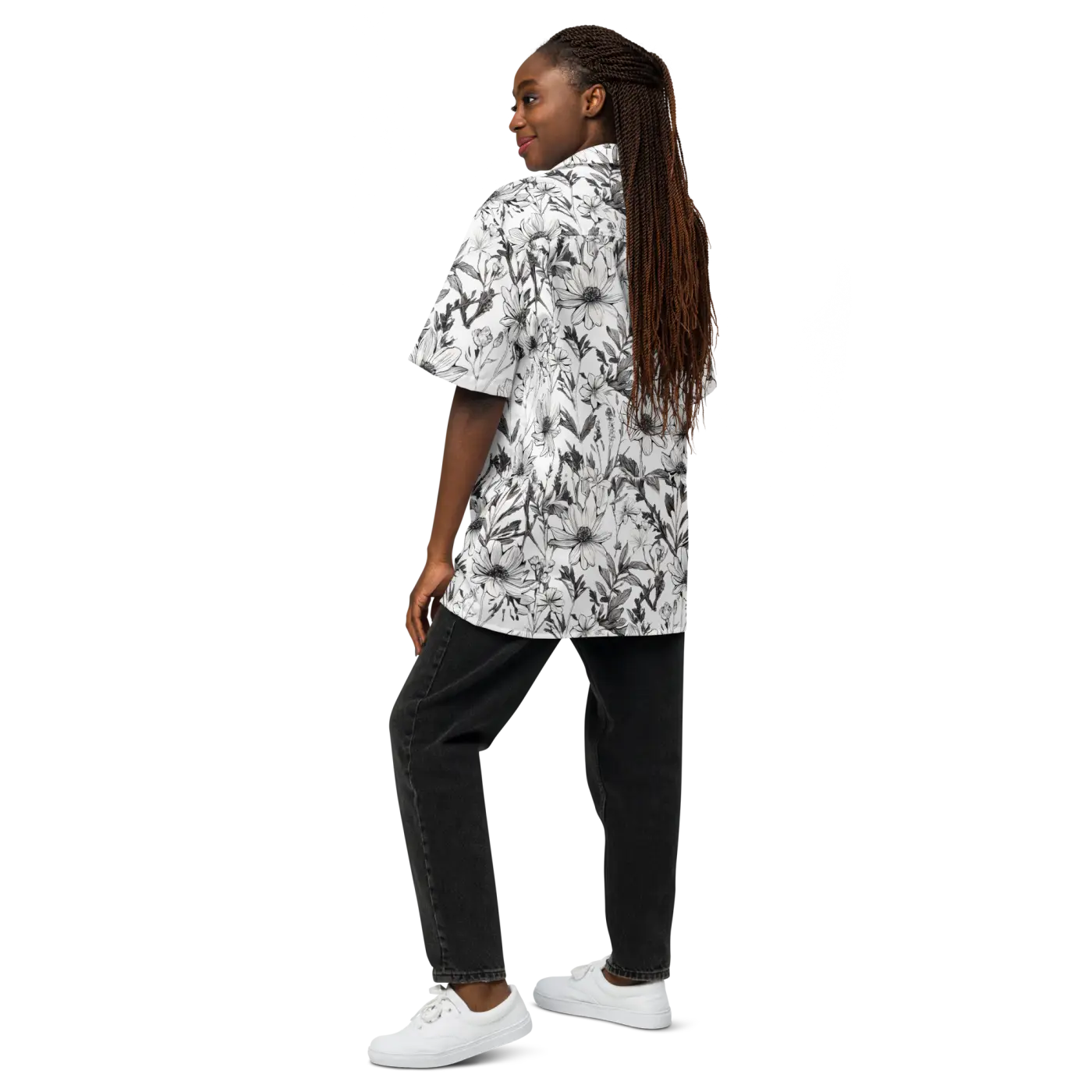 Unisex Button Shirt - Graphic Flowers Eco Design - DipaliZ