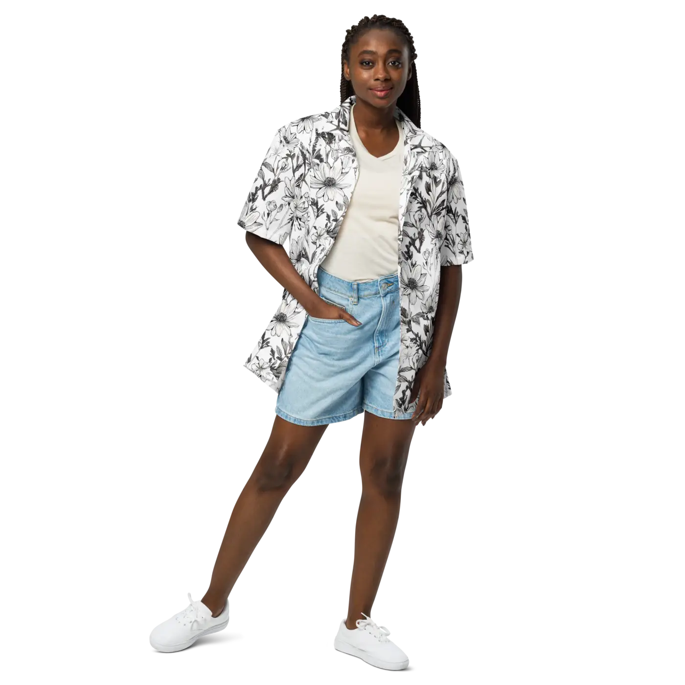 Unisex Button Shirt - Graphic Flowers Eco Design - DipaliZ