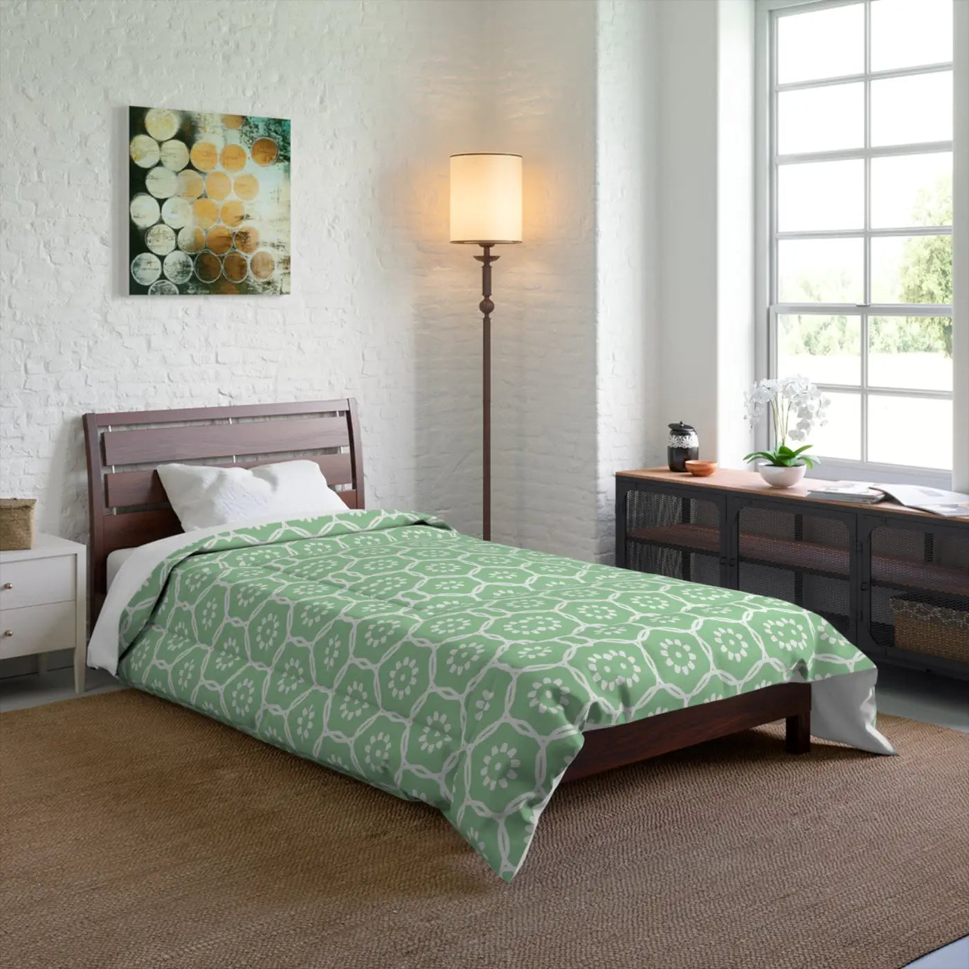 Green Abstract Comforter - Bold Pattern Bedding - DipaliZ