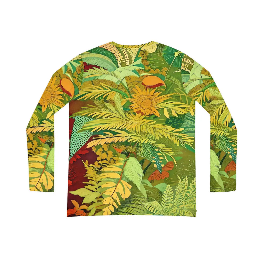 Long Sleeve V Neck Tee - Brown Leaves Pattern - DipaliZ