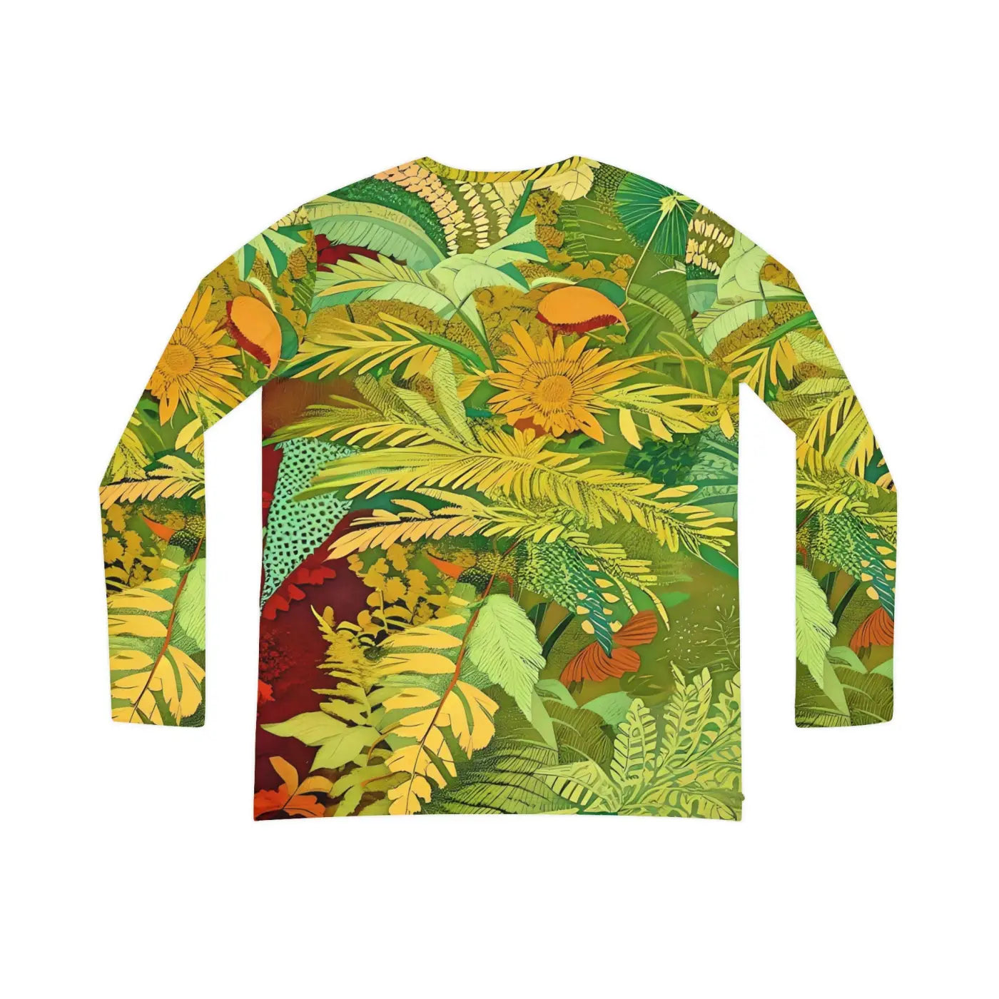 Long Sleeve V Neck Tee - Brown Leaves Pattern - DipaliZ
