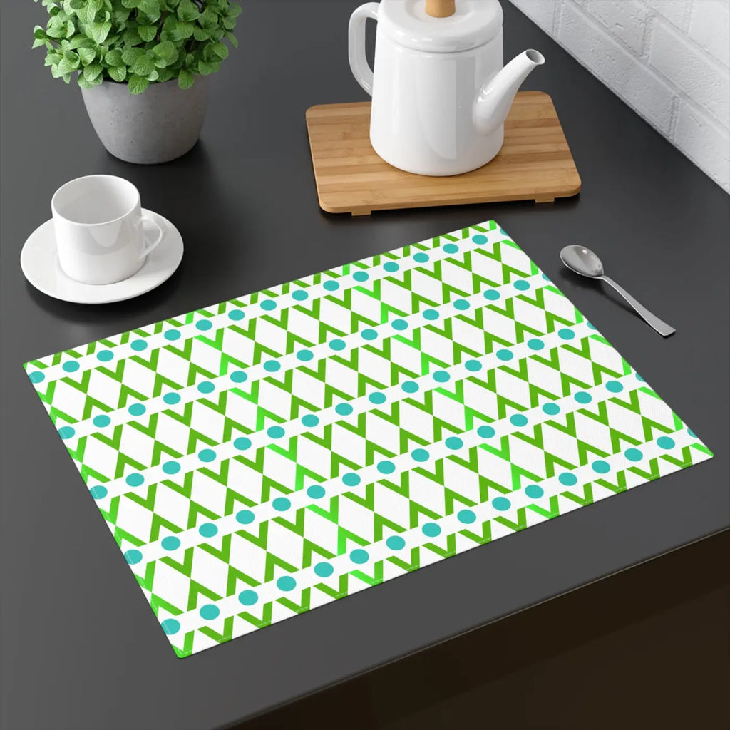 Cyan Geometrical Pattern Placemat - Bold Dining Style - DipaliZ
