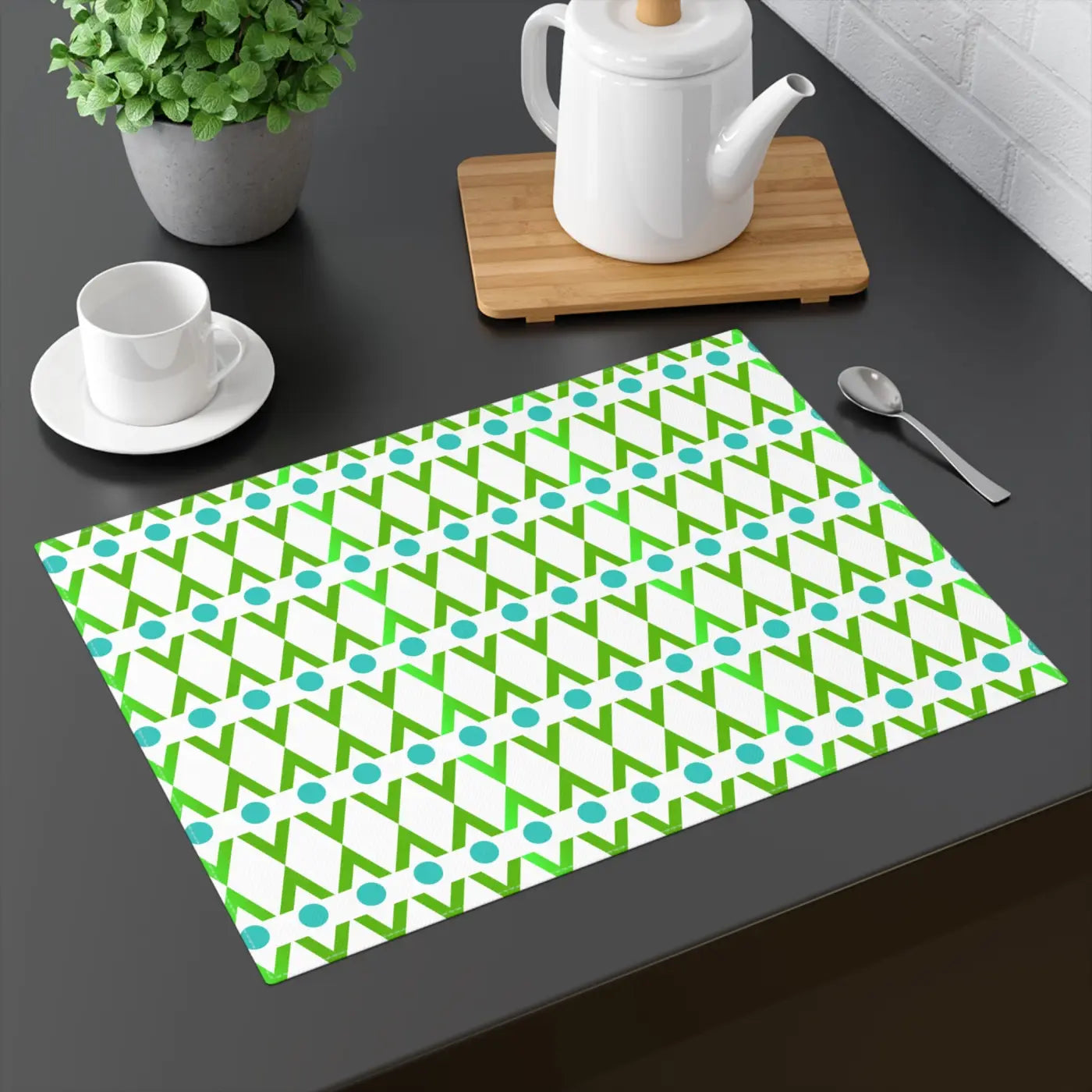 Cyan Geometrical Pattern Placemat - Bold Dining Style - DipaliZ