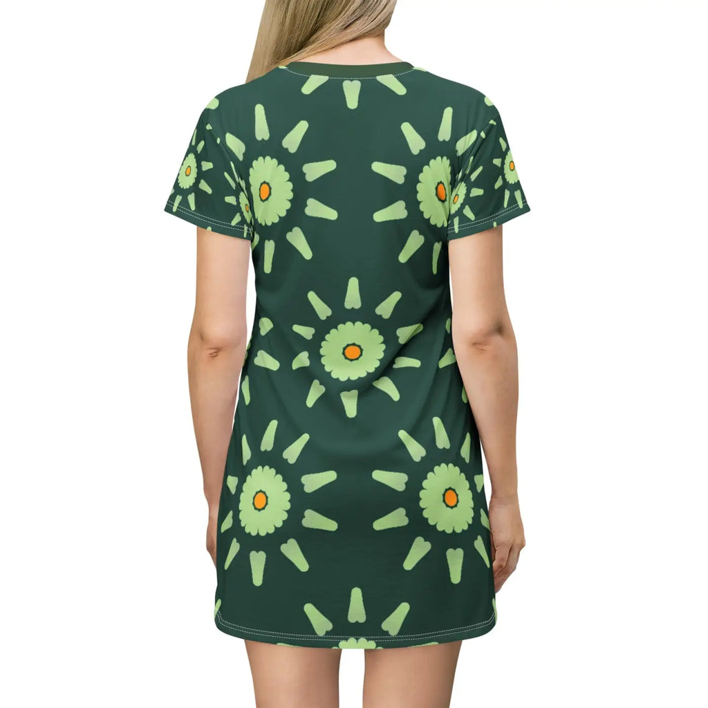 Green Floral Abstract Shirt Dress - Artistic Style - DipaliZ