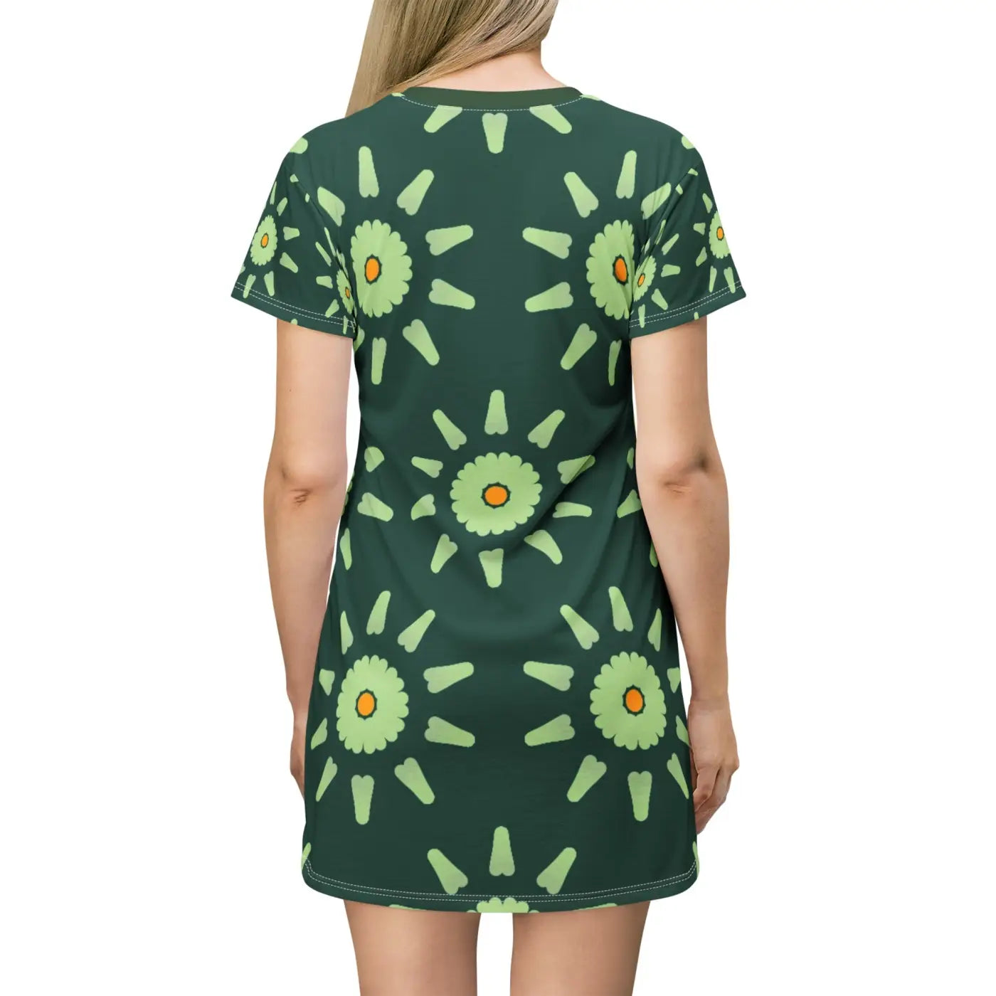 Green Floral Abstract Shirt Dress - Artistic Style - DipaliZ
