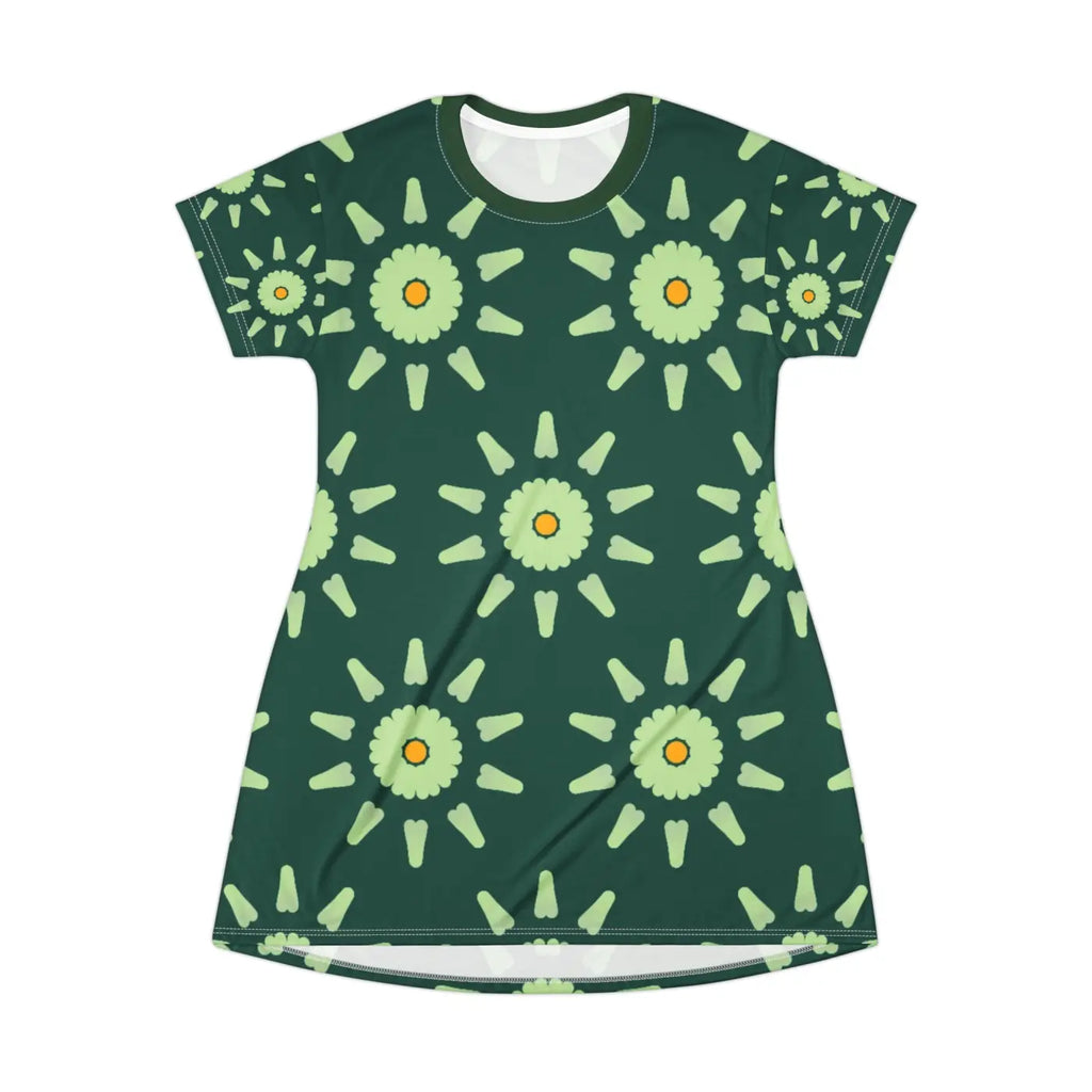 Green Floral Abstract Shirt Dress - Artistic Style - DipaliZ