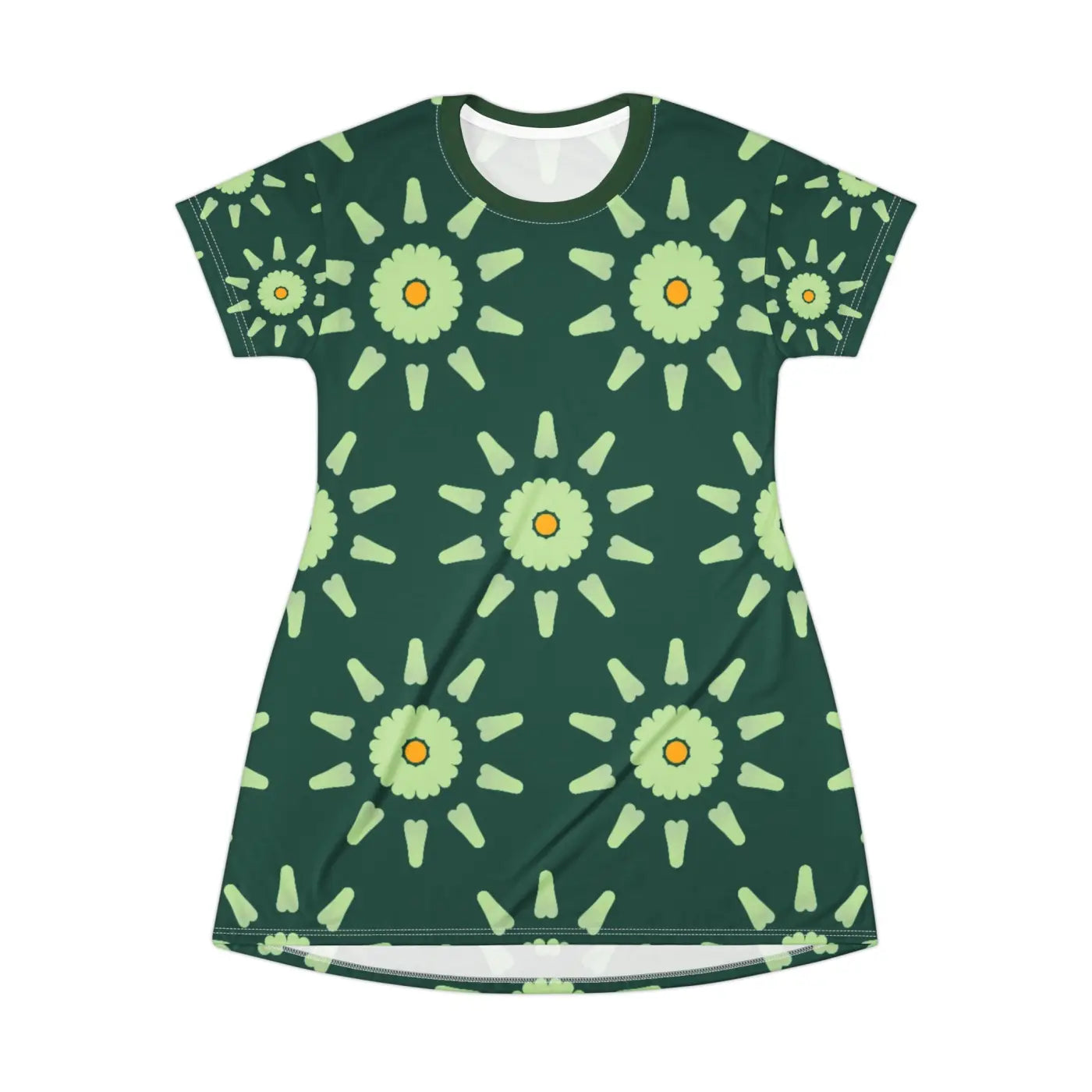 Green Floral Abstract Shirt Dress - Artistic Style - DipaliZ