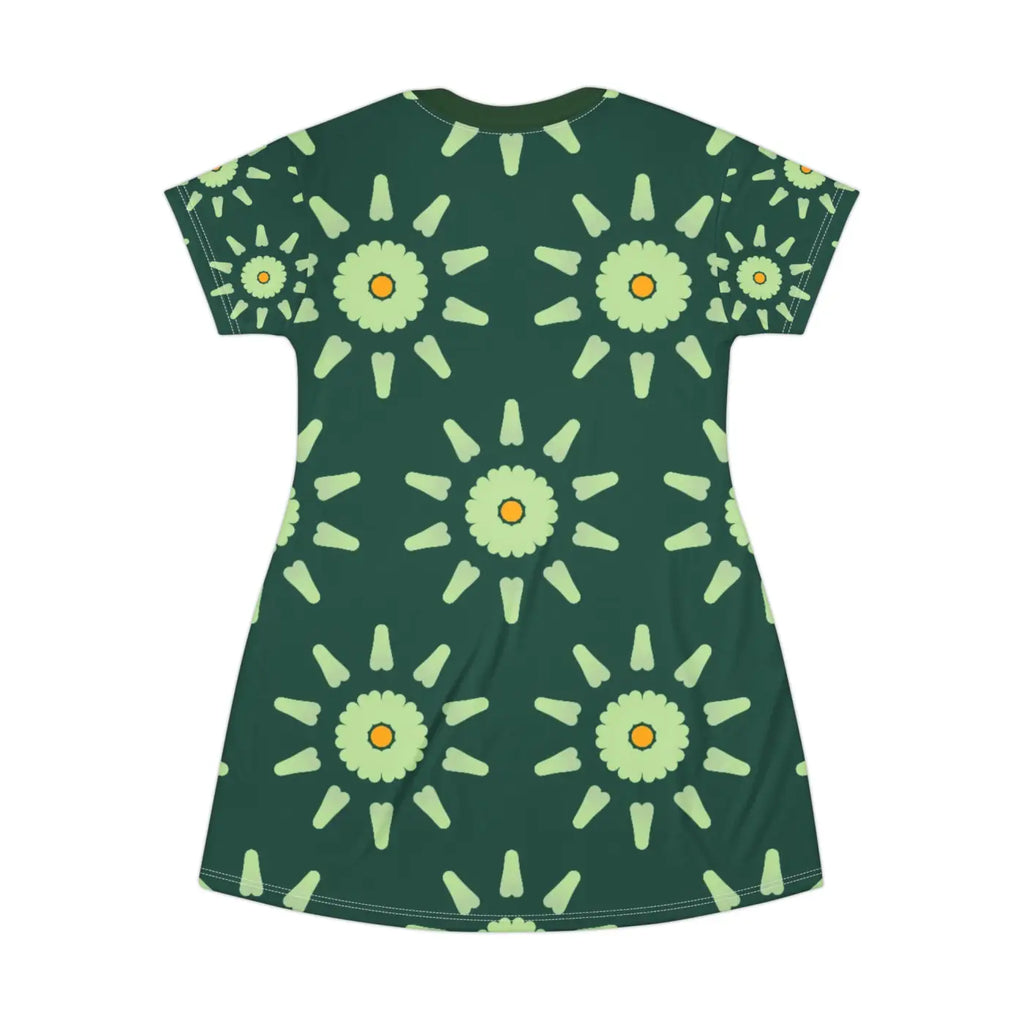 Green Floral Abstract Shirt Dress - Artistic Style - DipaliZ
