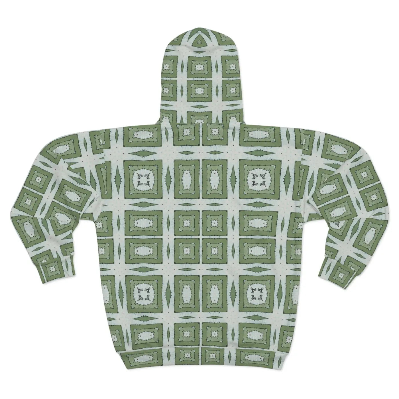 Zip Hoodie - Green Geometric Abstract Pattern - DipaliZ