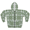 Zip Hoodie - Green Geometric Abstract Pattern - DipaliZ