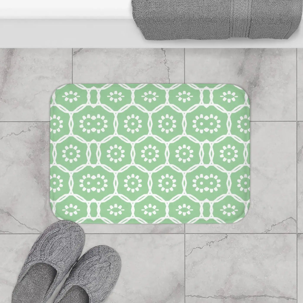 Green Geometric Bath Mat - Ultra Soft Spa Comfort - DipaliZ
