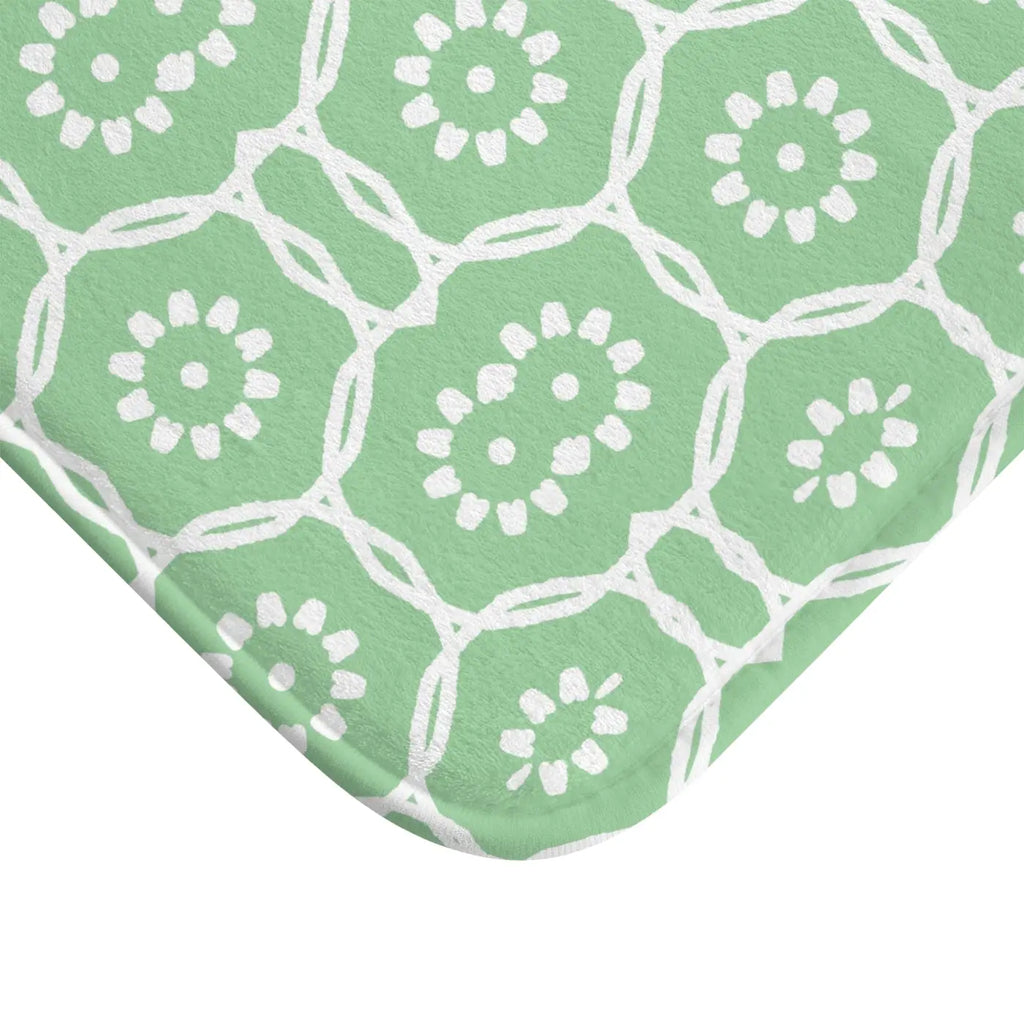Green Geometric Bath Mat - Ultra Soft Spa Comfort - DipaliZ
