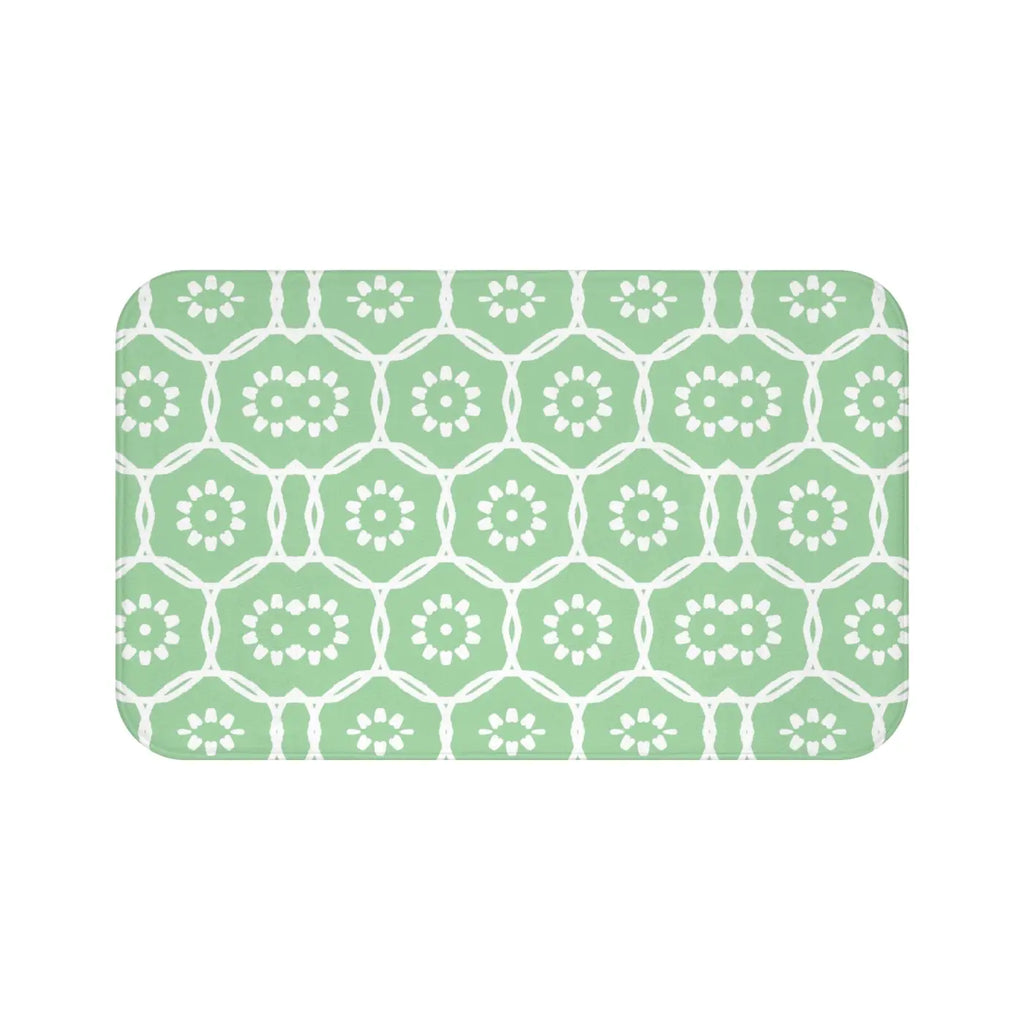 Green Geometric Bath Mat - Ultra Soft Spa Comfort - DipaliZ