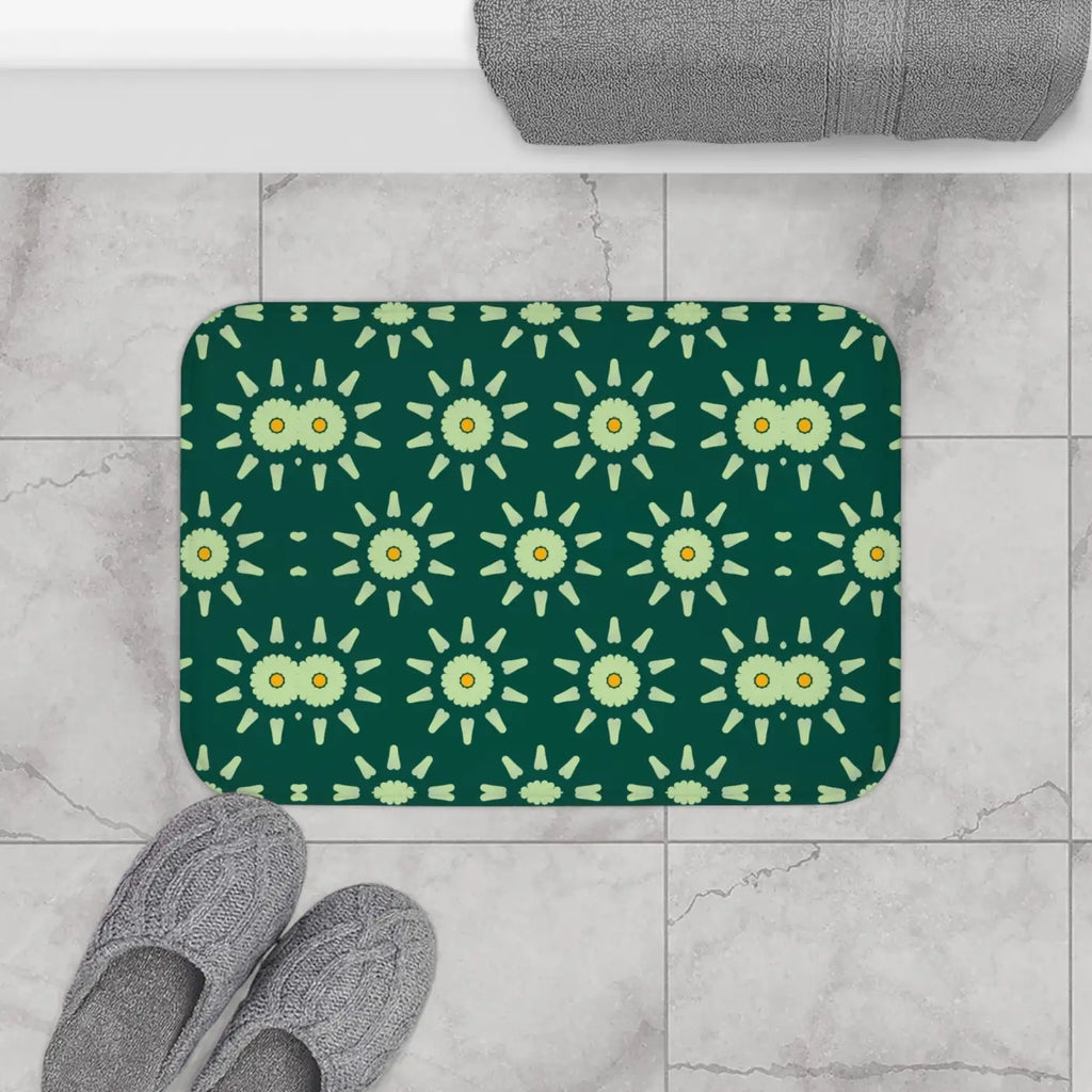 Green Geometric Bath Mat - Modern Bathroom Style - DipaliZ