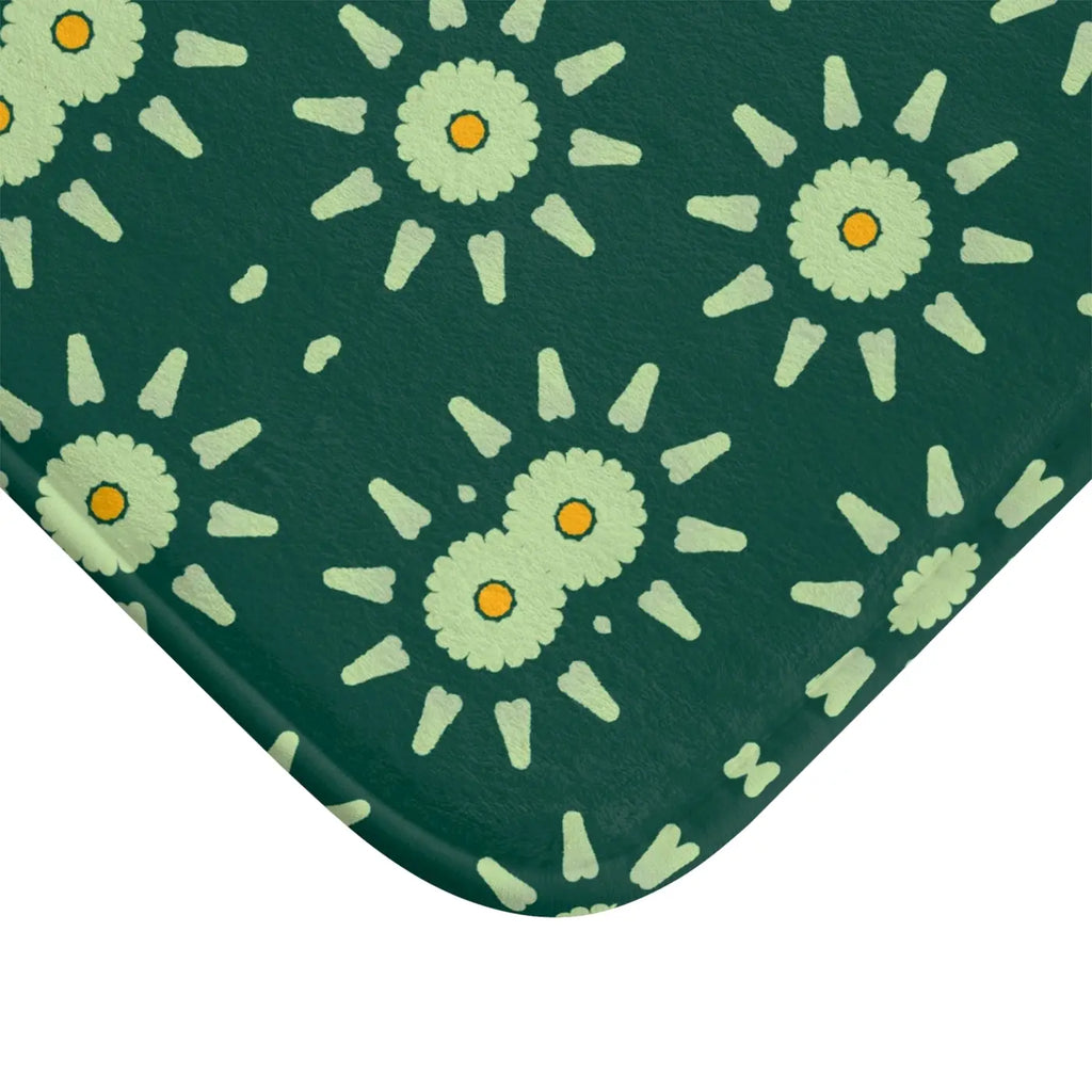 Green Geometric Bath Mat - Modern Bathroom Style - DipaliZ