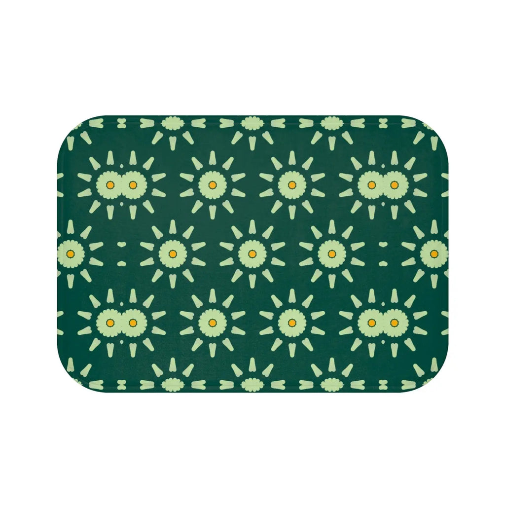 Green Geometric Bath Mat - Modern Bathroom Style - DipaliZ