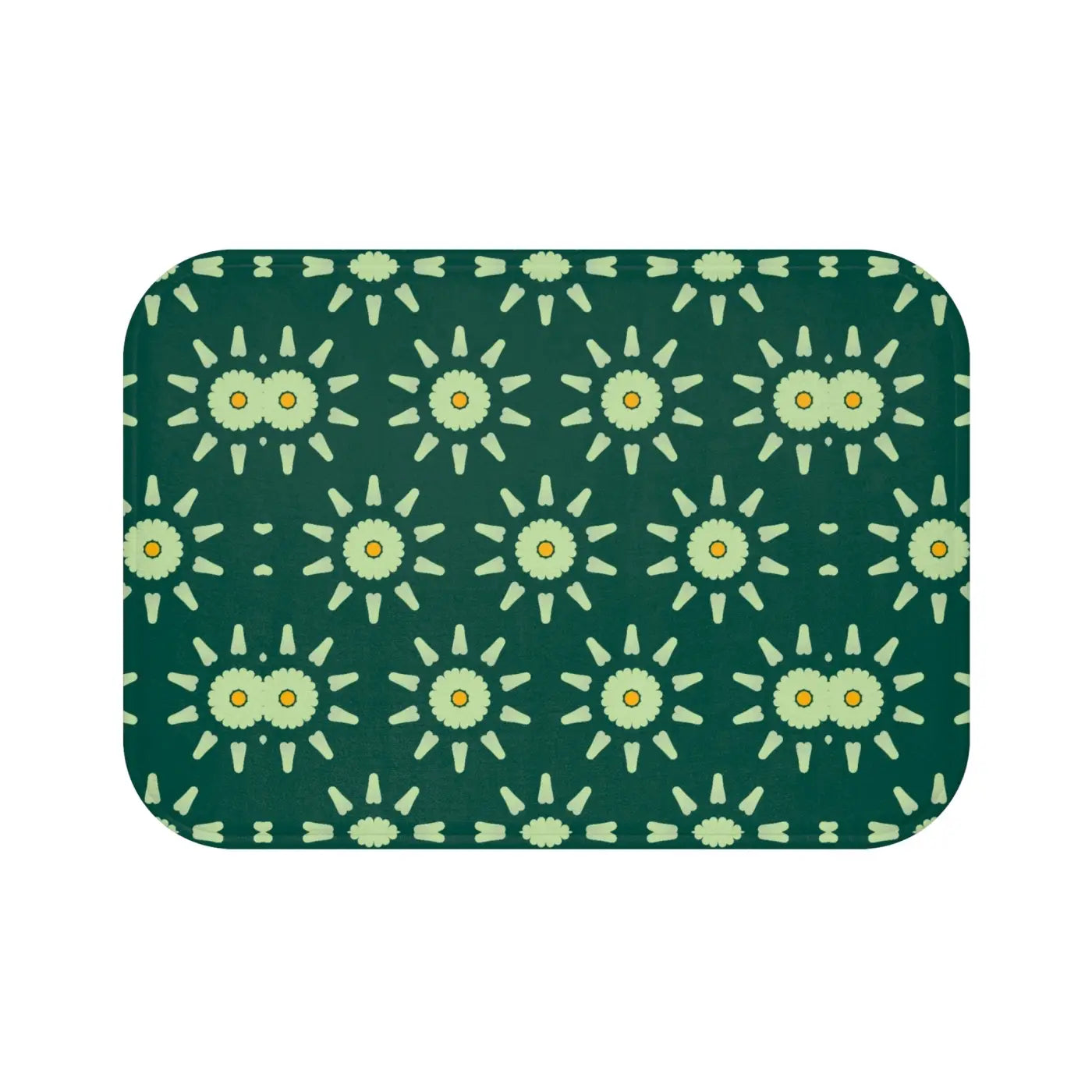 Green Geometric Bath Mat - Modern Bathroom Style - DipaliZ
