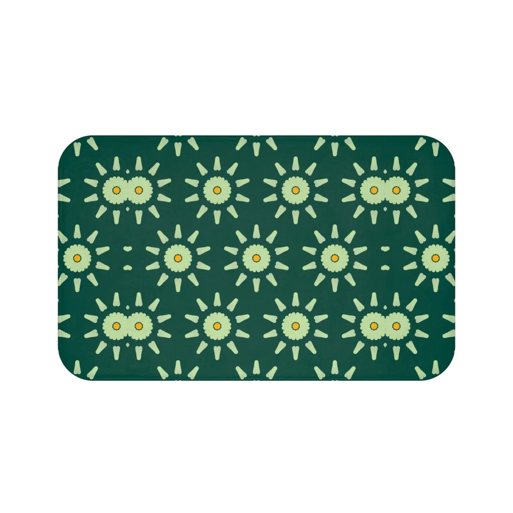Green Geometric Bath Mat - Modern Bathroom Style - DipaliZ