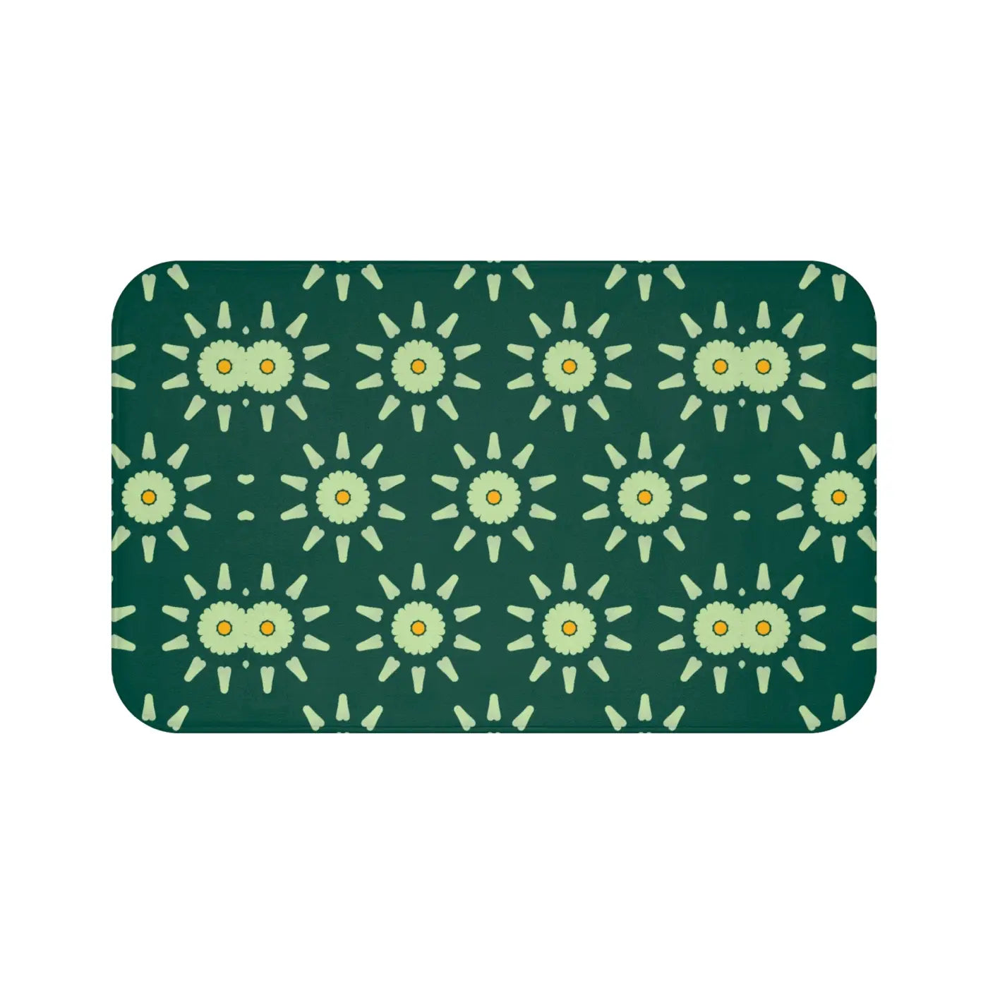 Green Geometric Bath Mat - Modern Bathroom Style - DipaliZ