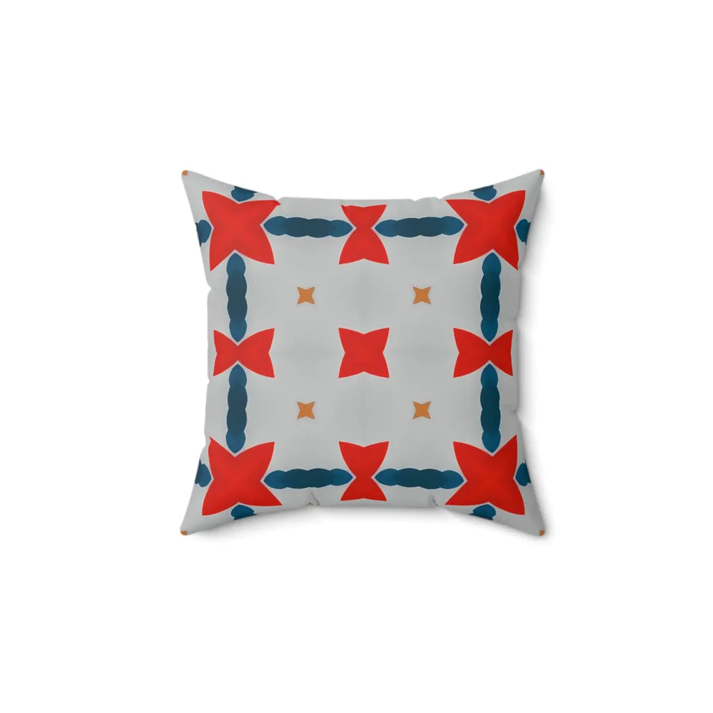 Cosmic Polyester Square Pillow - Red and Grey Abstract Pattern - DipaliZ