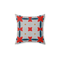 Cosmic Polyester Square Pillow - Red and Grey Abstract Pattern - DipaliZ