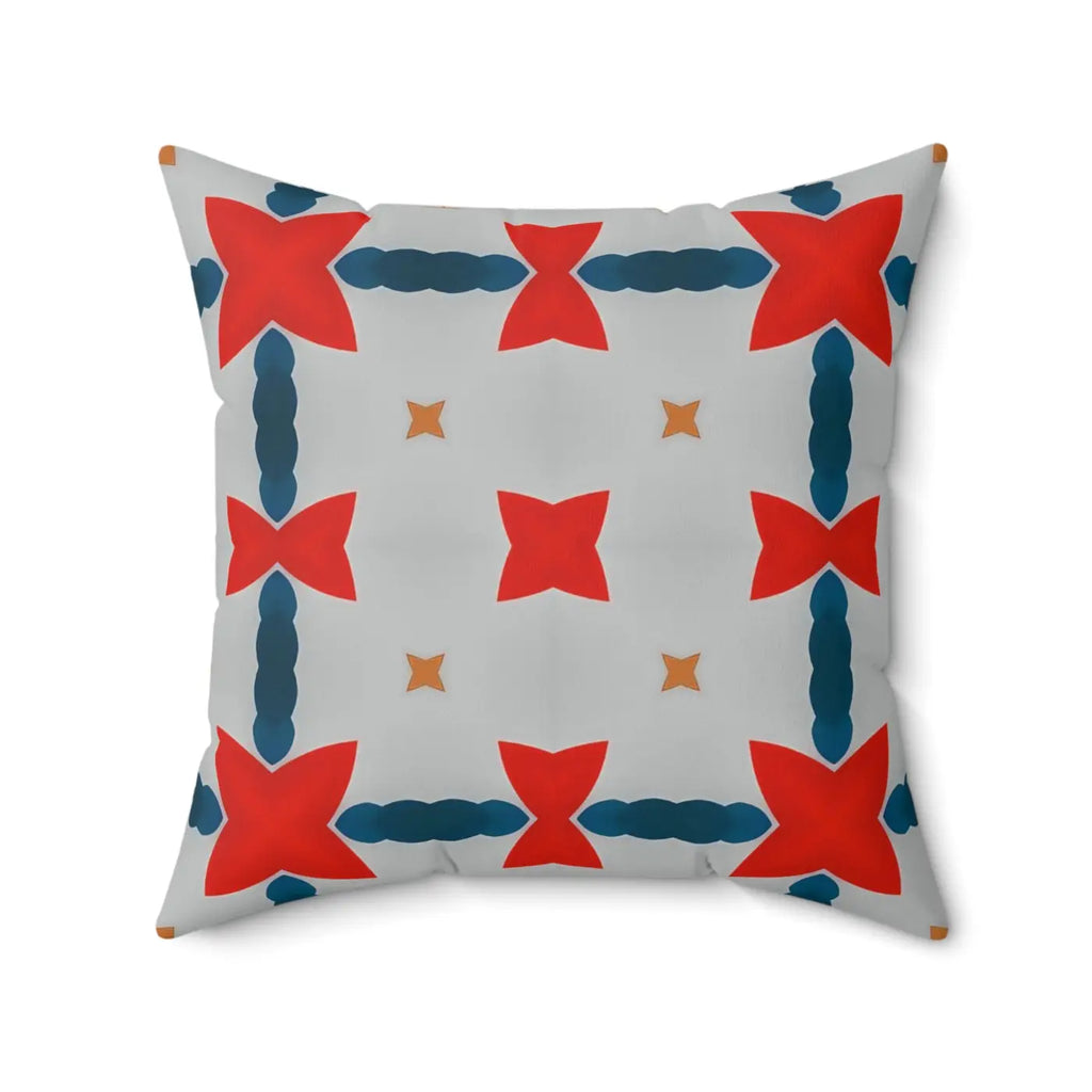 Cosmic Polyester Square Pillow - Red and Grey Abstract Pattern - DipaliZ