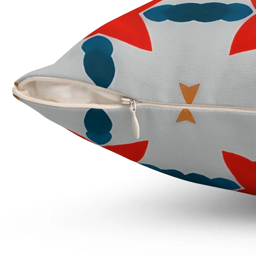 Cosmic Polyester Square Pillow - Red and Grey Abstract Pattern - DipaliZ