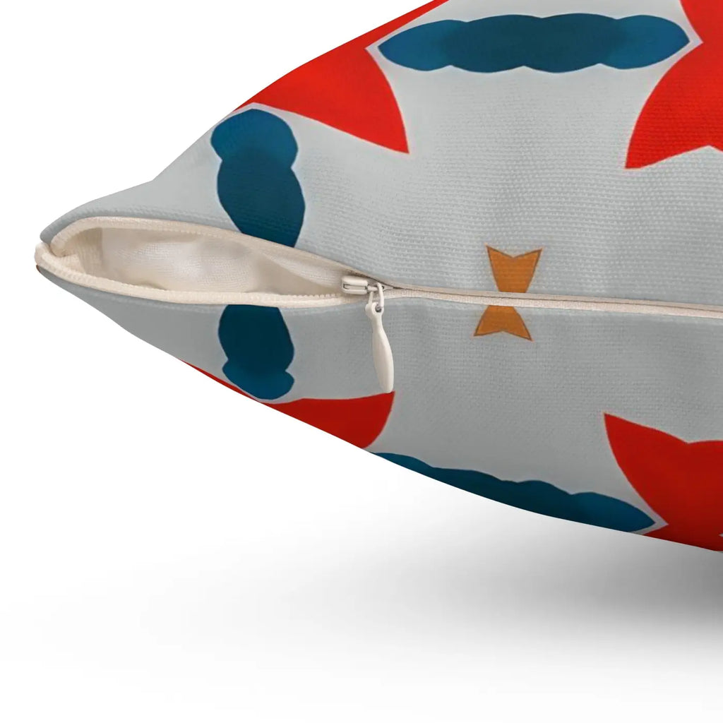 Cosmic Polyester Square Pillow - Red and Grey Abstract Pattern - DipaliZ