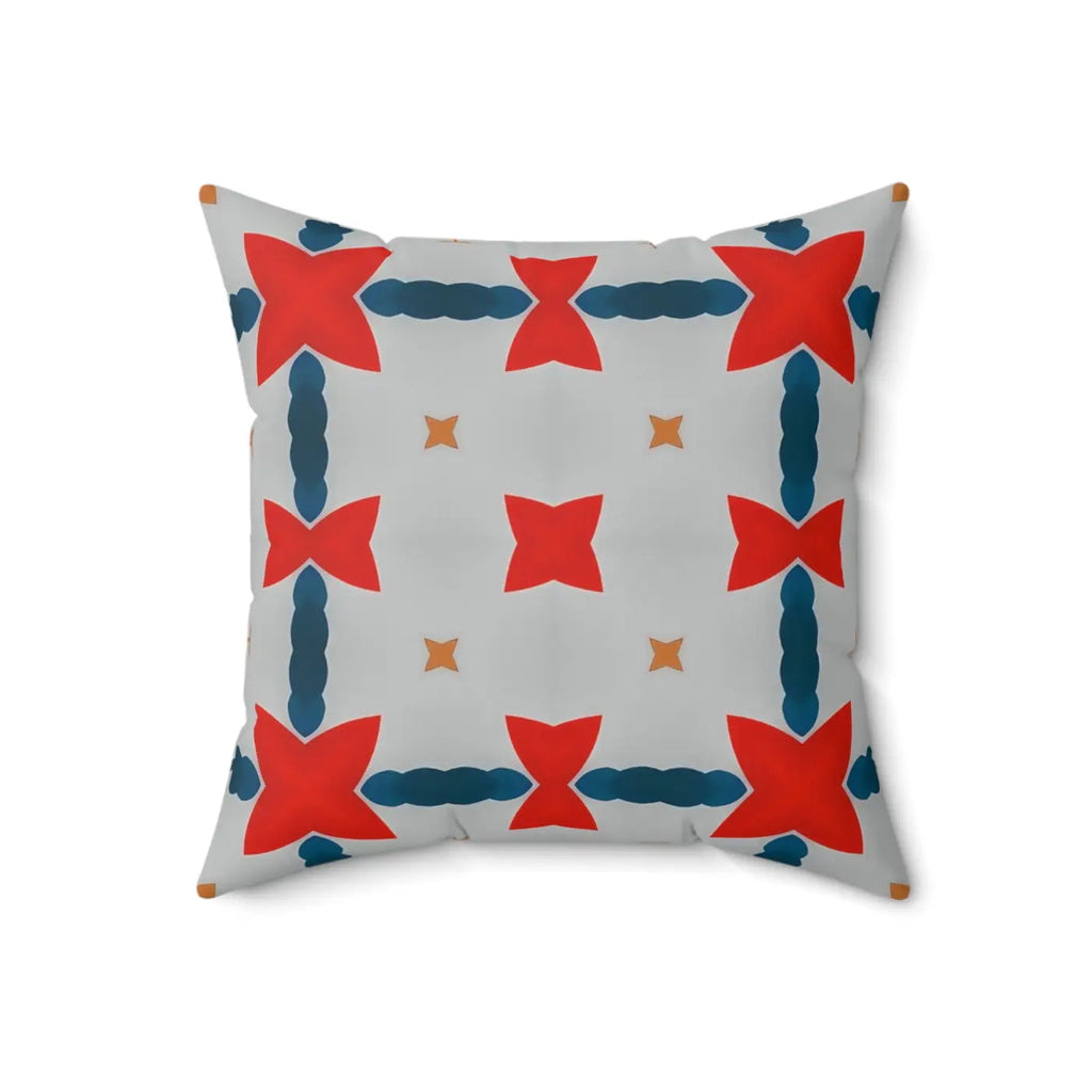 Cosmic Polyester Square Pillow - Red and Grey Abstract Pattern - DipaliZ