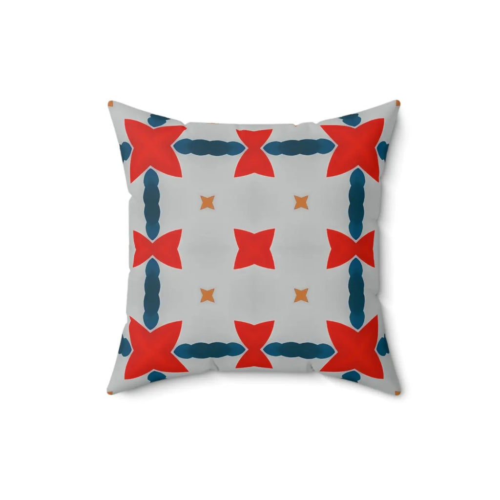 Cosmic Polyester Square Pillow - Red and Grey Abstract Pattern - DipaliZ
