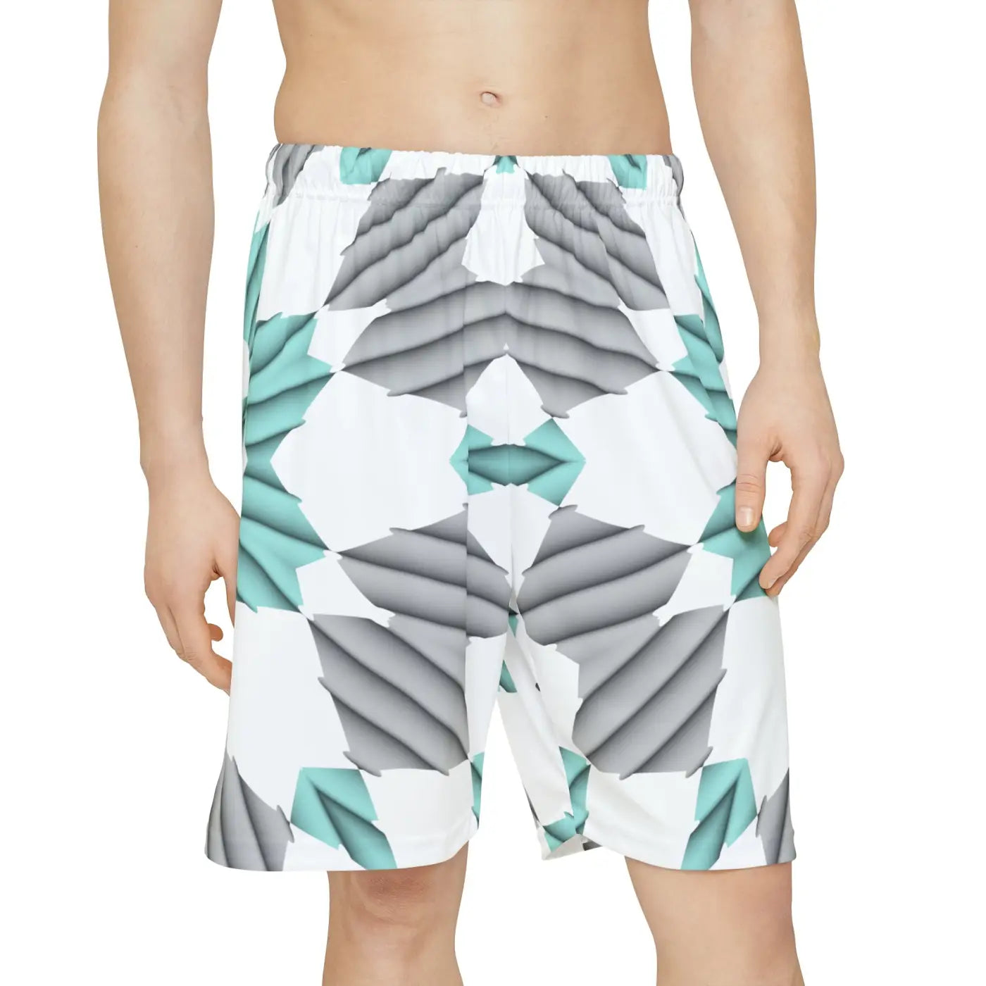 Cyan Blue Abstract Gym Shorts - Performance Activewear - DipaliZ