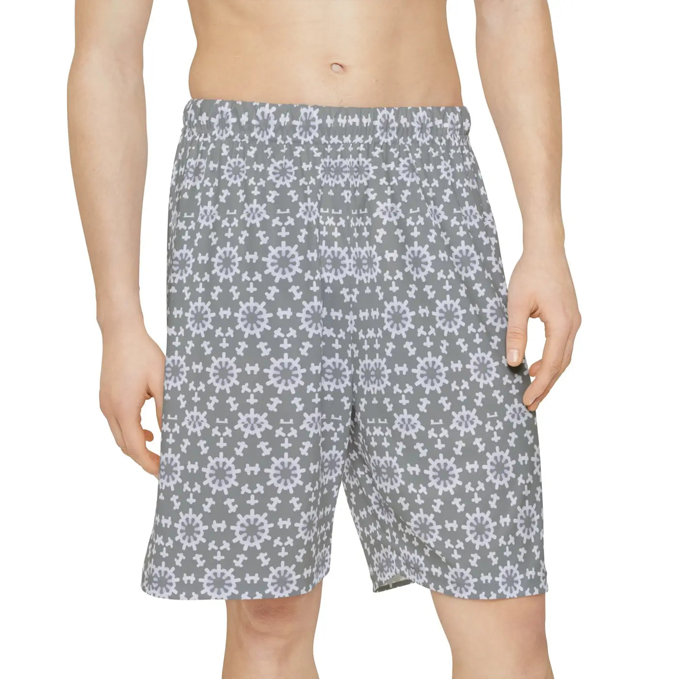 Performance Shorts - White Abstract Pattern Design - DipaliZ