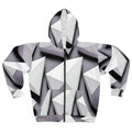 Zip Hoodie - White Abstract Triangular Pattern - DipaliZ
