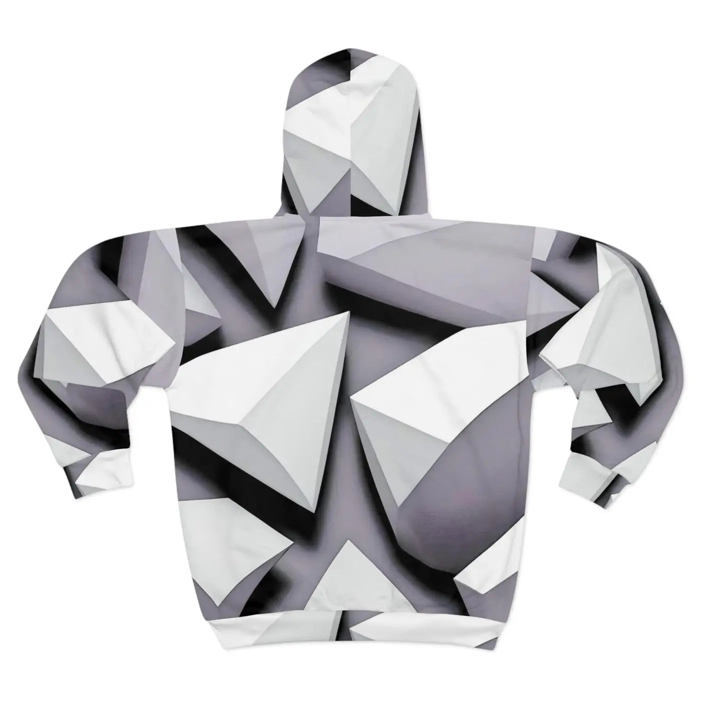 Zip Hoodie - White Abstract Triangular Pattern - DipaliZ