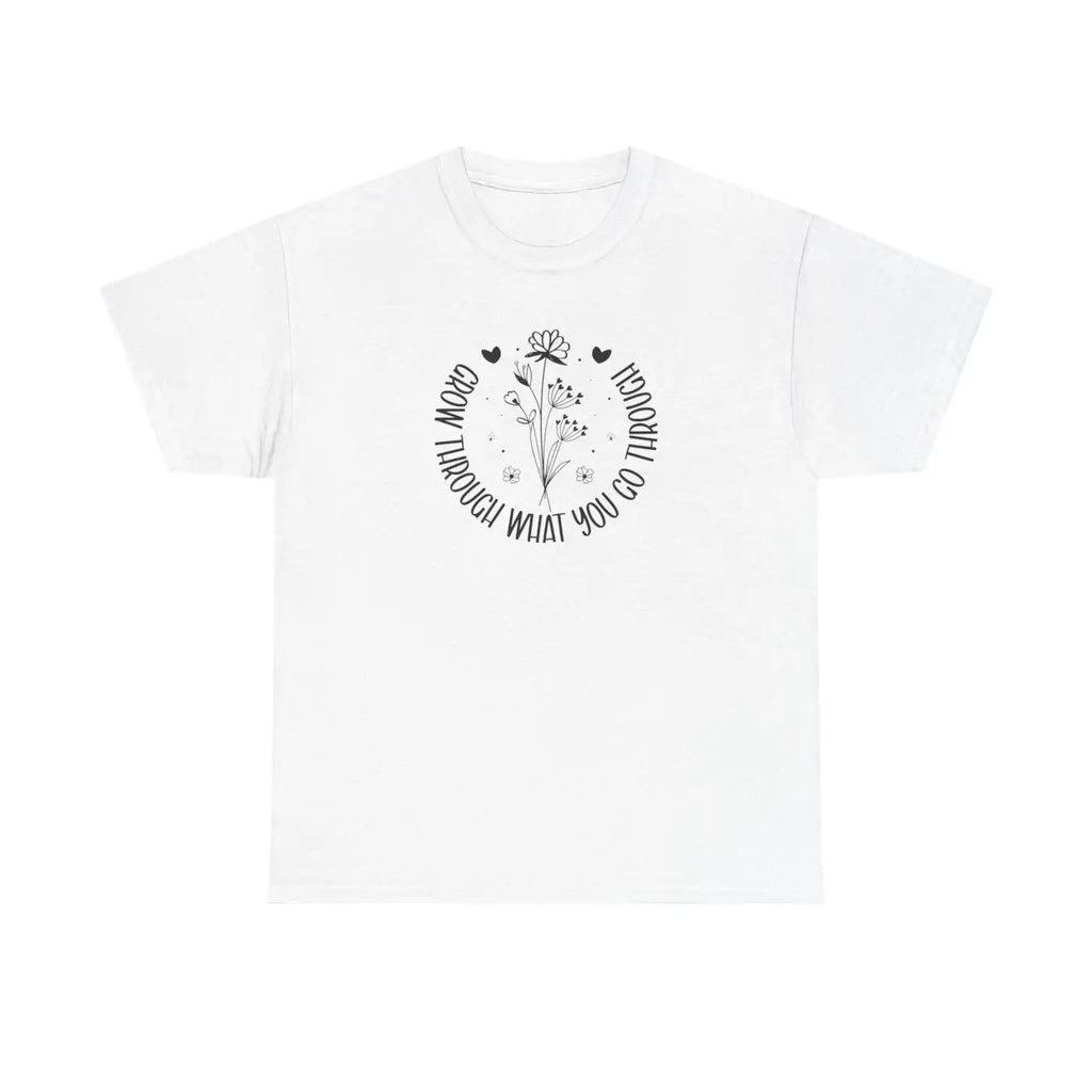 Grow Through What You Go Through Floral Cotton Tee - DipaliZ