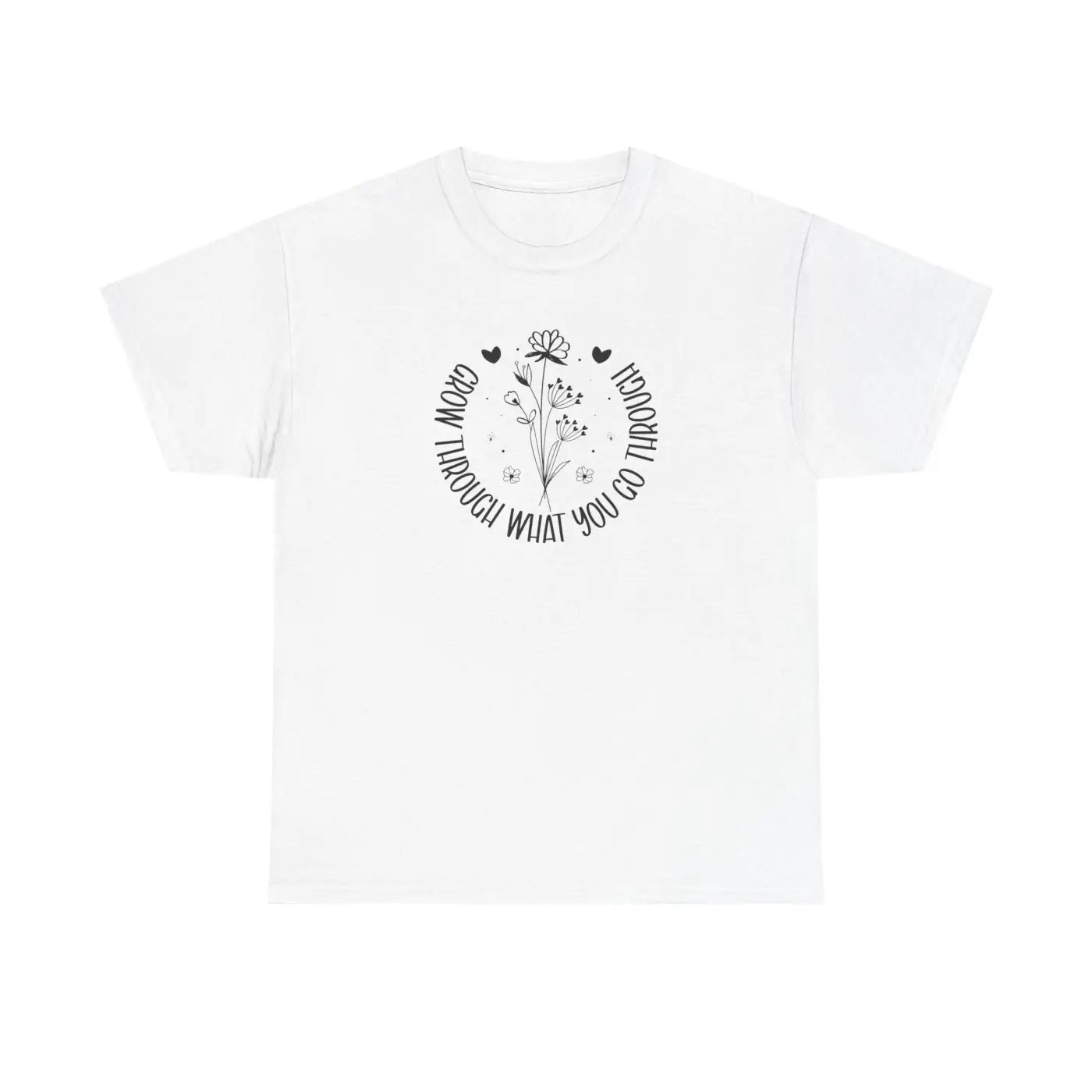 Grow Through What You Go Through Floral Cotton Tee - DipaliZ