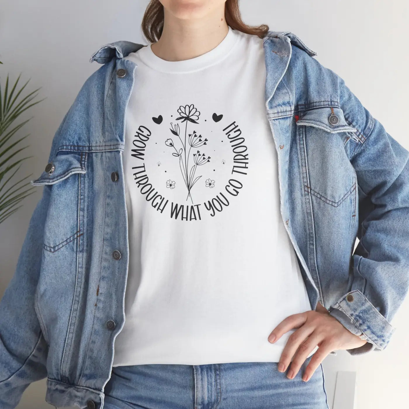 Grow Through What You Go Through Floral Cotton Tee - DipaliZ