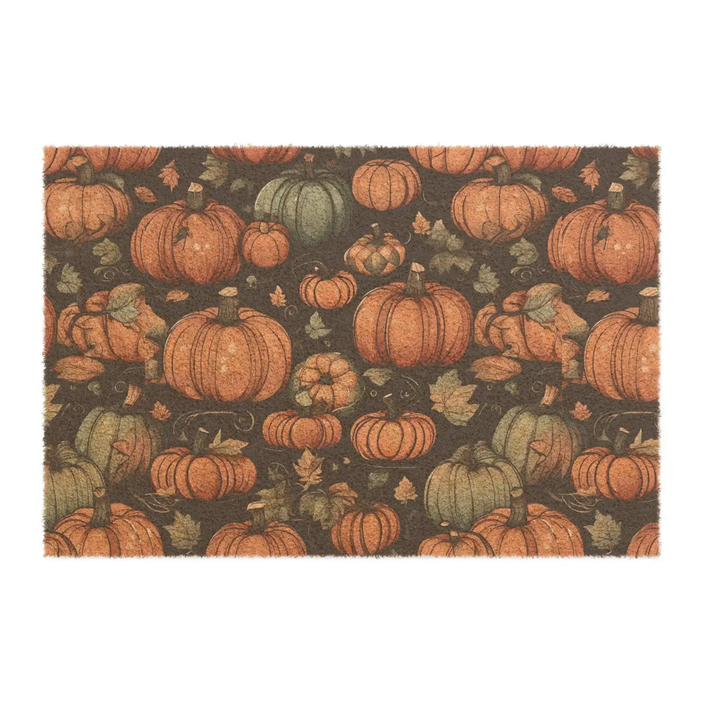 Halloween Pumpkins Doormat - Autumn Leaves Outdoor Coir - DipaliZ