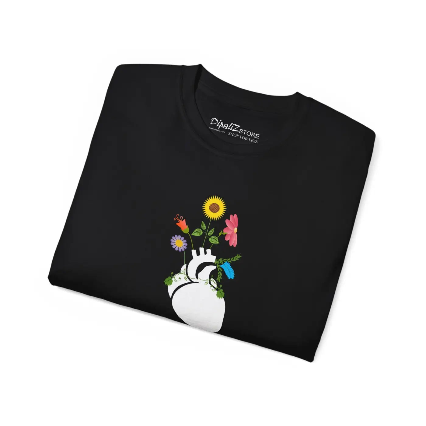 Heart with Flowers Ultra Cotton Tee - Floral Design - DipaliZ