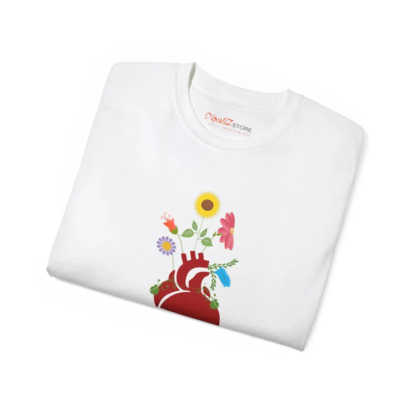 Heart with Flowers Ultra Cotton Tee - Floral Design - DipaliZ