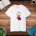 Heart with Flowers Ultra Cotton Tee - Floral Design - DipaliZ