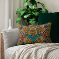 Vibrant Indian Spun Polyester Lumbar Pillow - Colorful Pattern - DipaliZ