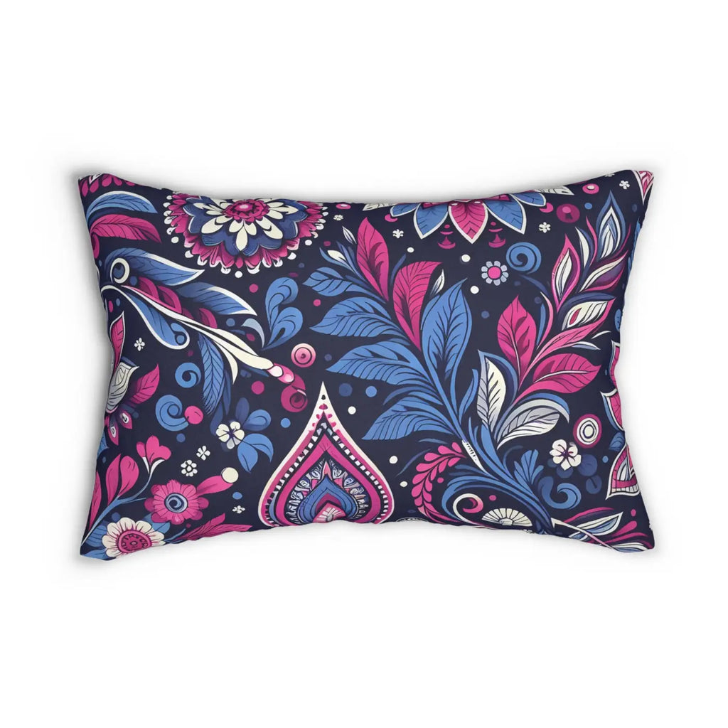Vibrant Indian Pattern Pillow - Spun Polyester Lumbar - DipaliZ
