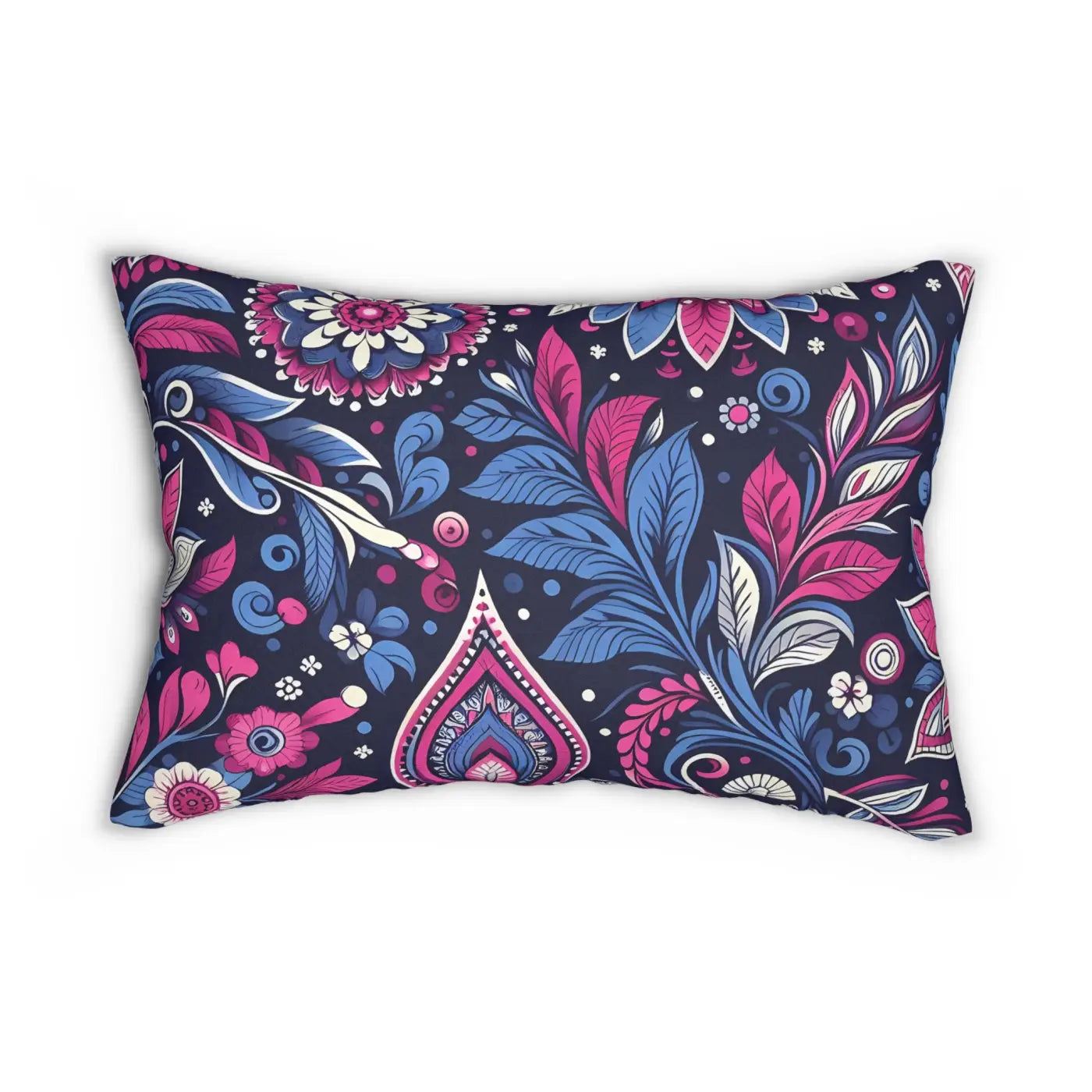 Vibrant Indian Pattern Pillow - Spun Polyester Lumbar - DipaliZ