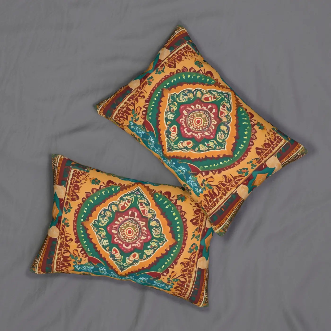 Vibrant Indian Spun Polyester Lumbar Pillow - Colorful - DipaliZ